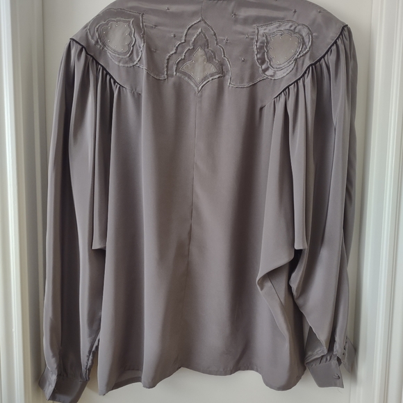 Blouse with silk and leather - Picture 3 of 4
